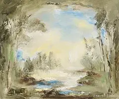 Carmel Mooney, River Bank, oil on canvas
