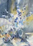 Maurice Henderson, Delphinium Vase, 1988, oil on canvas