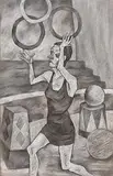 Eddie Mooney Hrha Irish, Girl Juggling Hoops, chalk & charcoal