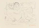 Minotaure, une Coupea la Main, et Jeune Femme by Pablo Picasso Spanish, lithograph from the Suite Vollard from 1952, sold Jun 2017