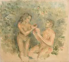 Adam & Eve by Stella Steyn, oil on canvas, sold Jun 2017