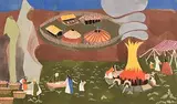 Patrick Scott, Baking in Ancient Ireland, watercolour