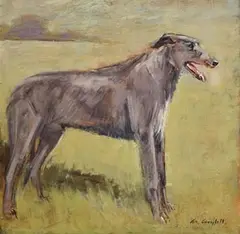 Con Campbell, Irish Wolfhound, oil on board