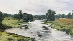 Sarah Corner, The Golden Vale, The River Suir, Tipperary, oil on paper