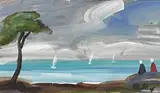 The Viewing Point by Markey Robinson, gouache on card, sold Jun 2017