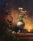 Mat Grogan, Still Life on Tabletop, oil on linen on board