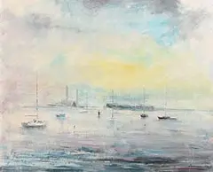 Poolbeg, Dublin by Peter Pearson, 1994, oil on canvas, sold May 2017