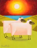 Ewes at Sunset by Graham Knuttel, oil on canvas, sold May 2017