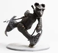 Patrick O'Reilly, Teddy Bear Skiing, 2016, unique bronze sculpture