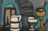 Still Life on Tabletop by Markey Robinson, oil on board, sold May 2017
