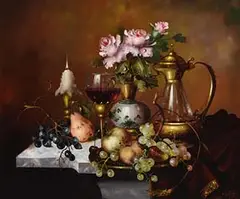 Furst, Still Life on Tabletop, oil on board