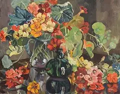 Kathleen Fox, Still Life - Flowers in Vases, oil on canvas