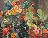 Kathleen Fox, Still Life - Flowers in Vases, oil on canvas