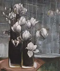 Mia Funk, Magnolias - Shades of Grey II, 2009, oil on linen