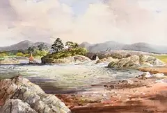 Susan Mary Webb, Salmon Bridge, Salt Lake Manor, Near Clifden, 1984, watercolour