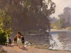 Frank McKelvey, The Park Pond, oil on canvas