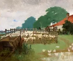 Henry Jones Thaddeus, A Sheep Pen, oil on board