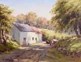 Cattle Grazing on the Country Lane by Charles McAuley, oil on canvas, sold Apr 2017