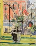 Nano Reid, Geranium on a Window Sill, oil on canvas