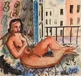 Rowland Suddaby British, Nude, 1936, watercolour