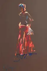 Arthur K. Maderson, Figure Against Evening Light, acrylic on board