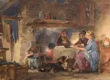 Francis William Topham, Supper Time, Irish Cottage Interior