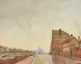 Thomas Ryan, View of the Four Courts, Dublin, oil on board