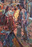Arthur K. Maderson, The Night Market, mixed media on board