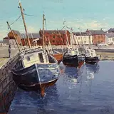 Ivan Sutton, Fishing Trawlers, Low Tide, Skerries, Co Dublin, oil on board