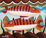 Fish Go Deep by Graham Knuttel, oil on canvas, sold Mar 2017