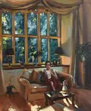 Interior Scene by Norman Teeling, oil on canvas board, sold Mar 2017
