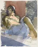 Ken Howard, Reclining Nude, watercolour