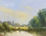 Cattles Grazing on the River Bank by Norman J. McCaig, oil on board, sold Mar 2017