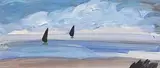 Sailing off the Coast by Markey Robinson, gouache on card, sold Mar 2017