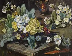 Still Life on Tabletop by Kathleen Fox, oil on canvas, sold Mar 2017