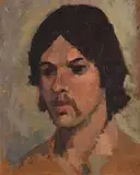Peter Collis, Portrait of a Young Man (1970's)(With Evening Streetscene on reverse), oil on board