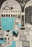 Julian Trevelyan, Emanuel College, Cambridge, limited edition lithograph signed & numbered 23/70
