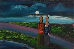 Jimmy Bingham, Under the Moonlight, oil on board