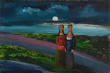 Jimmy Bingham, Under the Moonlight, oil on board