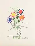 The Bouquet by Pablo Picasso Spanish, limited edition lithograph numbered 617/1000 (Published by S.P.A.D.E.M., Societe de la Propriete Artistique aet des Dess, sold Mar 2017
