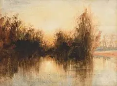 On the Lagan, Evening by Andrew Nicholl, watercolour, sold Mar 2017