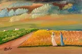 Jimmy Bingham, A Morning Stroll, oil on board