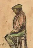 William Conor, Belfast Shipyard Worker on 15th April 1912 (Day Titanic Sank), wax crayon on paper