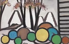 View from the Window by Markey Robinson, gouache on board, sold Jan 2017