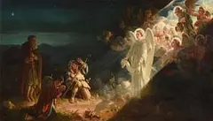 Alfred Morgan British, The Angel Gabriel Appearing to the Shepherds, oil on canvas