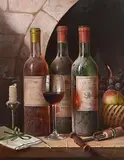 Raymond Campbell British, Still Life with Fruit & Wine