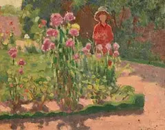 James Humbert Craig, The Flower Garden, oil on board