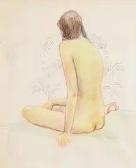 Nude Study by Gerard Dillon, crayon & ink, sold Jan 2017
