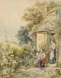 The Playful Kitten by Myles Birkett Foster Rws British, watercolour, offered Jan 2017