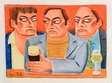 Out With the Lads by Graham Knuttel, pastel, sold Jan 2017